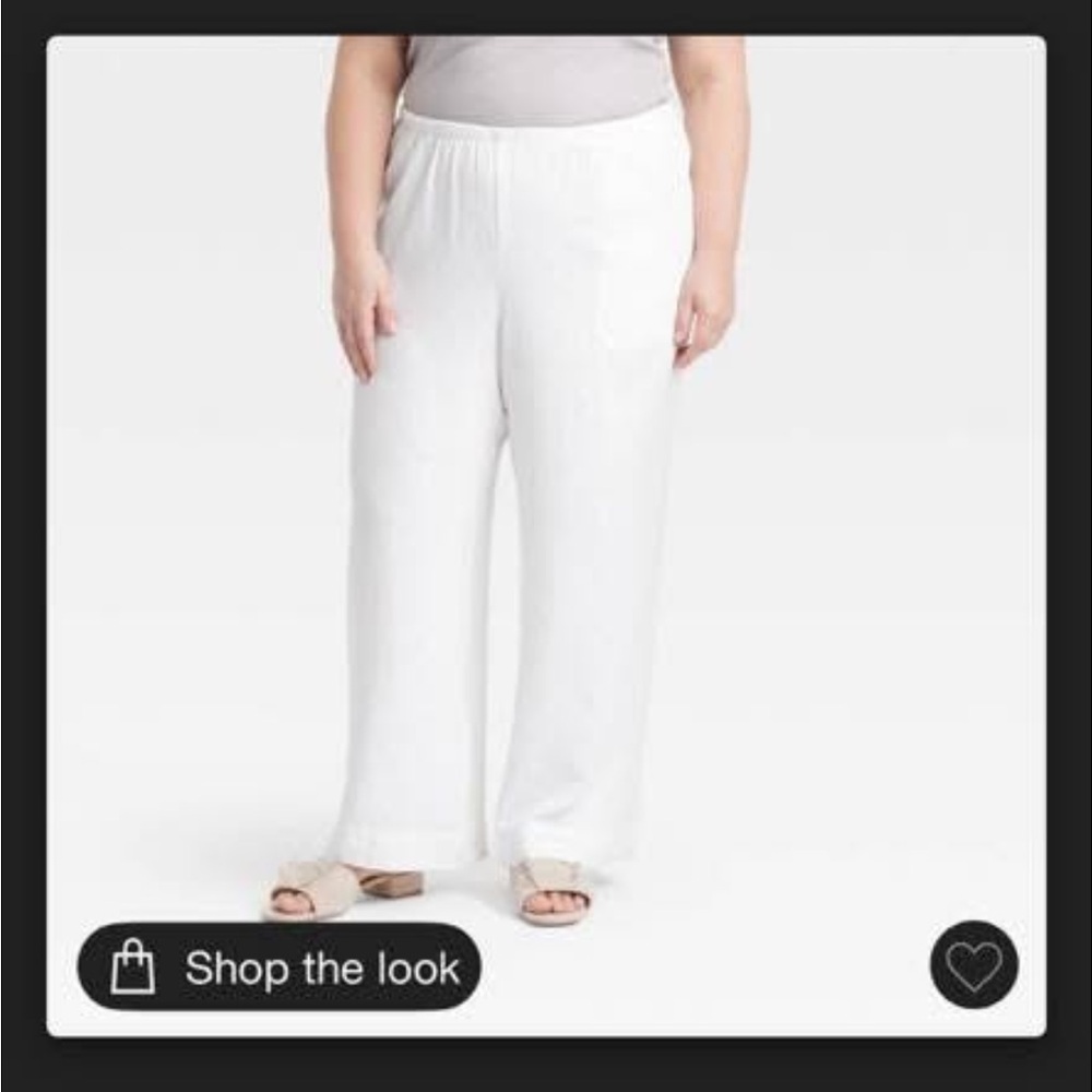 Target White Wide Leg Pants with Elastic Waistband